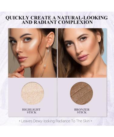 LUXAZA Contour Stick Makeup Set - Highlighter & Bronzer Pen for Face, Long Lasting Illuminator & Brightening Formula - Champagne Pink Shade - Buy Online on GoSupps.com