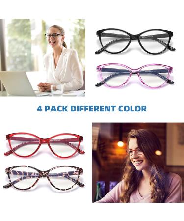 JAWSOCK 4 Pack Blue Light Blocking Cat Eye Reading Glasses for Women - Designer Computer Readers Anti Glare/UV Ray Eyeglasses 2.0 4 Pack Mix Color - Buy Online on GoSupps.com
