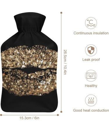 Golden Lips Hot Water Bottle with Plush Cover | Hand Warmer for Adults & Children | 26.5x15.3cm | International Shipping Available - Buy Online on GoSupps.com