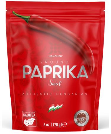 Authentic Hungarian Paprika Spice (SWEET, 6 oz) by Hencher, Protected Origin: Kalocsa, Hungary