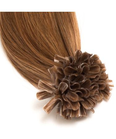 Light Brown Bonding Hair Extensions - 100% Remy Real Hair 50cm U-Tip Keratin Bond #12 - Smooth Strands for Long Hair - Buy Online on GoSupps.com