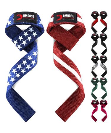 DMoose Lifting Straps, 24" Deadlift Straps with Silicone Grip and 4 mm Neoprene Padding, Maximum Hand Grip Support, Wrist Straps for Weightlifting, Powerlifting, Strength Training for Men and Women American
