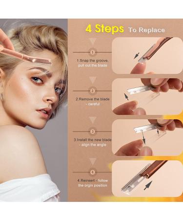 Asenum Eyebrow Razor & 20 Blades - Metal Face Hair Remover for Women | Peach Fuzz & Eyebrow Shaper in Matte Rose Gold - Buy Online on GoSupps.com