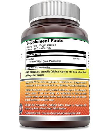Amazing Formulas Bromelain 500 mg - 120 Veggie Capsules | Non-GMO, Gluten Free, Supports Digestion & Anti-Inflammatory - Buy Online on GoSupps.com