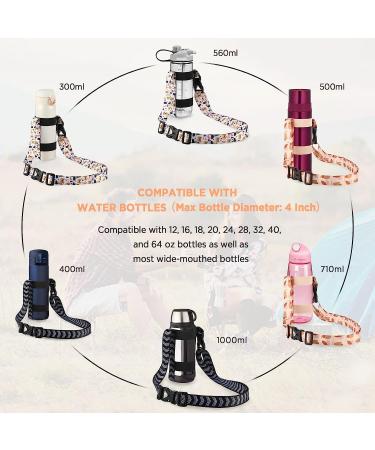 EasyAcc XL Water Bottle Handle Shoulder Strap with Carabiner - Fits 12oz to 64oz Hydro Flask and Universal Wide Mouth Bottles - Ideal for Walking, Hiking, Camping - Full Black - Buy Online on GoSupps.com