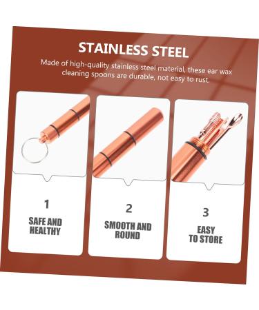 Lurrose Ear Cleaning Kit - Stainless Steel Ear Pick Spoon and Scoops Set for Gentle Earwax Removal - Golden Exquisite Design - Buy Online on GoSupps.com