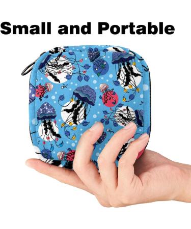 Marine Jellyfish Pattern Underwater Sanitary Napkin Storage Bags for Women & Teen Girls - Menstrual Cup Holder with Silent Insert - Colorful & Durable - Buy Online on GoSupps.com