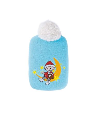 Hugo Frosch children's eco hot water bottle 0.8 l with soft fleece cover "Sandman Moon" light blue