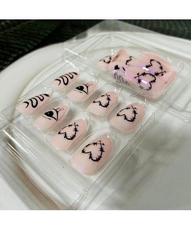Heart Press on Nails - Medium Oval Aurora Fake Nails with Eye Rose Snake Design | Full Cover Glue-On Acrylic Nails for Women & Girls | 24 Pcs Manicure Supplies - Buy Online on GoSupps.com