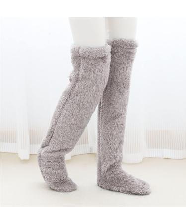 Over Knee Fuzzy Socks | Winter Sleeping Socks | Soft Thick Plush Leg Warmers - Gray - Buy Online on GoSupps.com