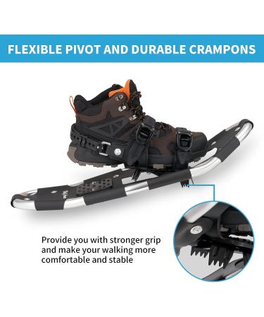 WOLF ARMOR Lightweight Terrain Snowshoes with Trekking Poles - Fully Adjustable Bindings - Includes Carrying Tote Bag - Easy to Wear - Available in Sizes 21-30 - Ideal for Men, Women, and Youth (180-250lbs) - Buy Online on GoSupps.com