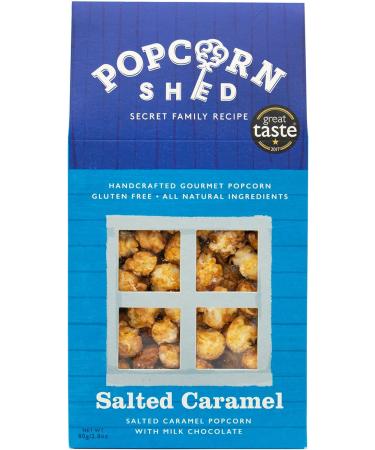 Popcorn Shed Salted Caramel Gourmet Popcorn - 80g Gift Box, Gluten-Free, Vegetarian Snack Blue Milk-Chocolate - Movie Night Essential - Buy Online on GoSupps.com