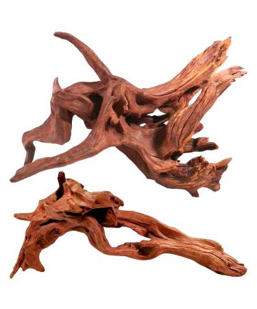 WDEFUN Natural Driftwood for Aquarium Decor,Assorted Branches Decorations on Reptile Fish Tank 9-14 inch(pack of 2)