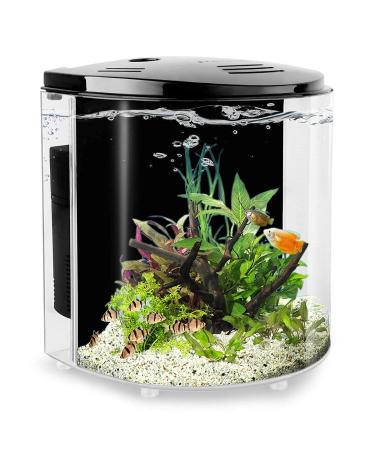 YCTECH 1.2 Gallon Aquarium Starter Kits Betta Fish Tank Goldfish Tank with LED Light and Filter Pump White Black