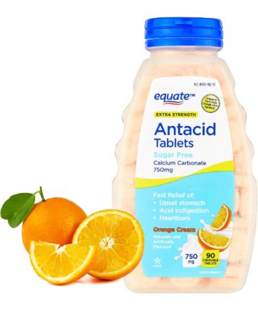 Equate Extra Strength Antacid Chewable Wintergreen and Orange Tablets 750 mg 96 Ct Pack of 02 + me Gusta Sticker - Buy Online on GoSupps.com