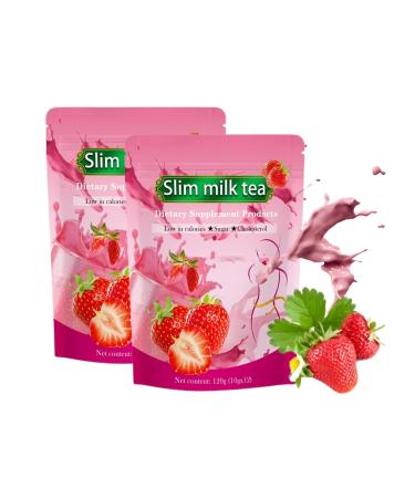 Th Au Lait Minceur La Fraise - M lange De Jus De Fruits For R duire La Graisse Abdominale(2PC)
