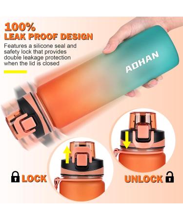 Yaniky 1L Drinking Bottle - BPA Free Leak-Proof Sports Water Bottle with Time Markings & Filter | Ideal for Camping Yoga Fitness & Outdoor Activities (Orange-Green) - Buy Online on GoSupps.com