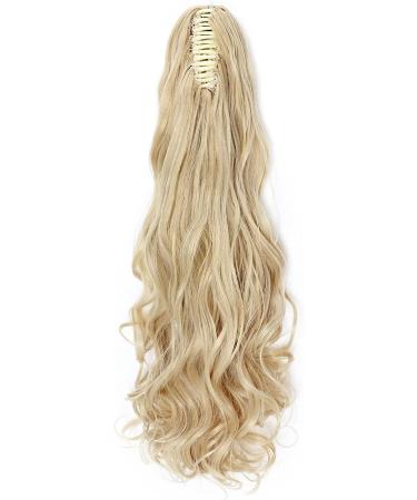 S-noilite Clip in Ponytail Extension 24 Curly Wavy Synthetic Hairpiece for Women - Golden Mix Bleach Blonde - Buy Online on GoSupps.com