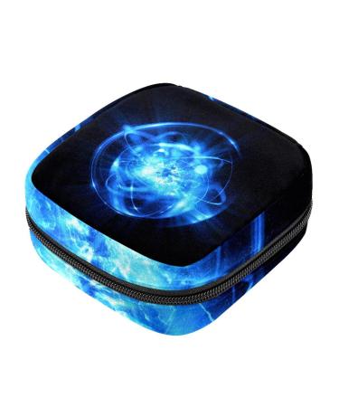 Women's napkin storage bag 3D atom icon blue shine portable women's bandages storage bags female menstruation first period bag for teenagers girls women women