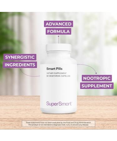 Supersmart - Smart Pills (Advanced Formula) - with Bacopa Monnieri Ginkgo Biloba Caffeine L-Theanine - Super Nootropic Supplement | Non-GMO & Gluten Free - 60 Vegetarian Capsules - Buy Online on GoSupps.com