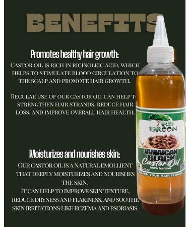 Tru Green Jamaican Black Castor Oil (8 Oz) - Pure Lightly Roasted Stimulates Hair Growth & Moisturizes Skin for All Hair Types - International Shipping Available - Buy Online on GoSupps.com