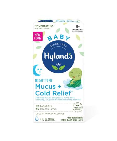 Baby Cold Medicine, Nighttime Infant Cold and Cough Medicine, Decongestant, Hyland's Baby Mucus and Cold Relief, 4 Fluid Ounce (Packaging May Vary) Nightime Cold Medicine