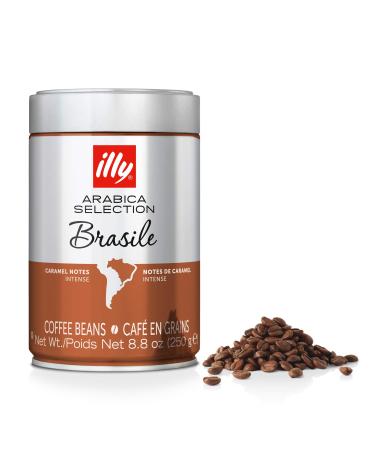 illy Coffee, Arabica Selection Whole Bean Brazil, Single Origin, Intense with Notes of Caramel, 100% Arabica Coffee, All-Natural, No Preservatives, 8.8 Ounce Can (Pack of 1) Brasile Single Origin Bold Roast 8.8 Ounce (Pa