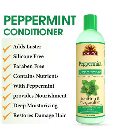 Okay Peppermint Conditioner 12oz - Soothing Revitalizing Sulfate & Silicone Free for All Hair Types | Made in USA - Buy Online on GoSupps.com