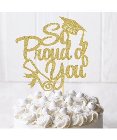 So Proud of you Cake Topper Gold Glitter 2024 Graduation Cake Pick for 2024 High School/College/Senior Graduation Party Glitter Decorations - Buy Online on GoSupps.com