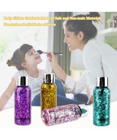 Anntim 6 Bottle Body Gel Glitter Makeup - Festival Face & Hair Glitter Fasching Schminke for Christmas Masquerade & Birthday Celebrations - Buy Online on GoSupps.com