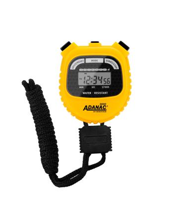 MARATHON Adanac 3000 Digital Sports Stopwatch Timer with Extra Large Display and Buttons, Water Resistant- Yellow