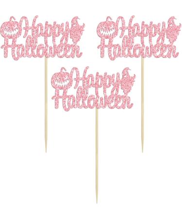 Gyufise 24Pcs Happy Halloween Cupcake Toppers Pumpkin Ghost Glitter Halloween Cupcake Pick Decorations for Kids Halloween Themed Birthday Party Decorations Pink - Buy Online on GoSupps.com