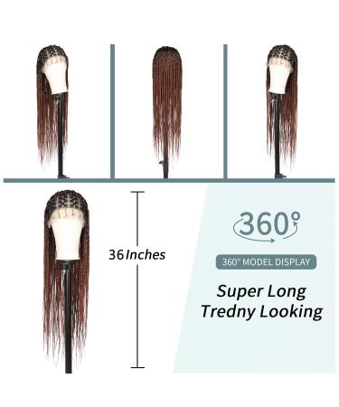 Fecihor 36 Criss Cross Knotless Box Braided Wig with Baby Hair - Mix Black Brown - Buy Online on GoSupps.com