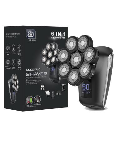 Head Shavers for Bald Men Detachable Heads Shavers Electric Razors with Nose&Ear Trimmer Wet/Dry LED Display Rechargeable Mens 8D Rotary Shaver Grooming Kit