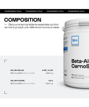 Patented Beta Alanine | Carnosyn 100% Pure Pre Workout Delays Fatigue Vegan Amino Acid Strength & Endurance Strength & Endurance Strength & Fitness | Nutrimuscle | 120 Capsules - Buy Online on GoSupps.com