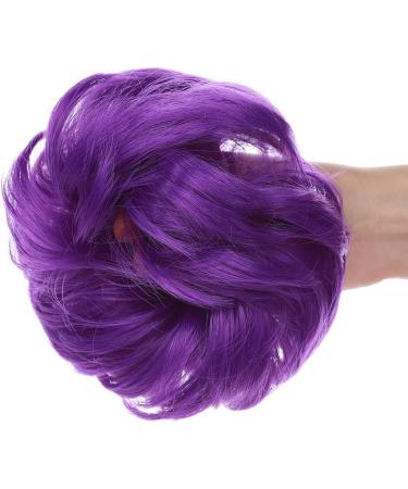 Dark Purple Thick Hair Donut Scrunchie Updo Hairpiece for Wavy Curly Messy Hair - Buy Online on GoSupps.com