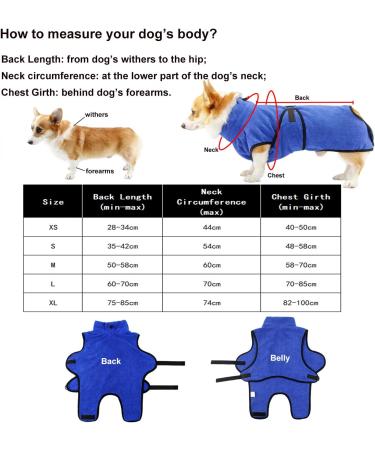 Pettom Microfiber Dog Bathrobe - Quick Drying Super Absorbent Towel for Dogs & Cats - Adjustable Straps Comfortable Blue (S) - Buy Online on GoSupps.com