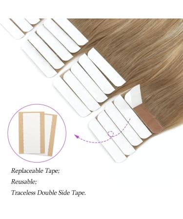 Buy Real Hair Balayage Tape In Extensions - Platinum Blonde & Ash Brown 45cm | 50g Invisible Double-Sided 20 Pieces - Buy Online on GoSupps.com