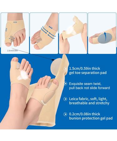 Bunion Corrector & Big Toe Separator Sleeve - 1 Pair, Silicone Pad Protector, Day & Night Wearable - Large Beige - Buy Online on GoSupps.com