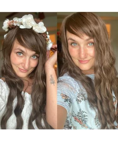 Mildiso 26 Long Curly Brown Wig for Women with Bangs - Natural Cute Hairstyle for Daily, Party & Halloween (M062BR) - Buy Online on GoSupps.com