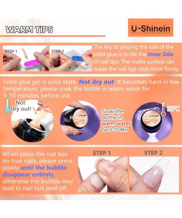 Buy U-shinein 2x15ml Solid Nail Glue Gel for Acrylic Nails | Press-On & Nail Art Adhesive | Apricot & Transparent - International Shipping - Buy Online on GoSupps.com