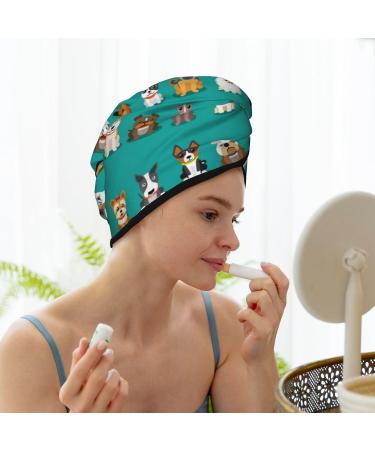 Cartoon Dogs Microfiber Hair Towel - Super Absorbent Wrap for Long Curly & Thick Hair | Quick Dry Coral Velvet Towel for Women - Buy Online on GoSupps.com