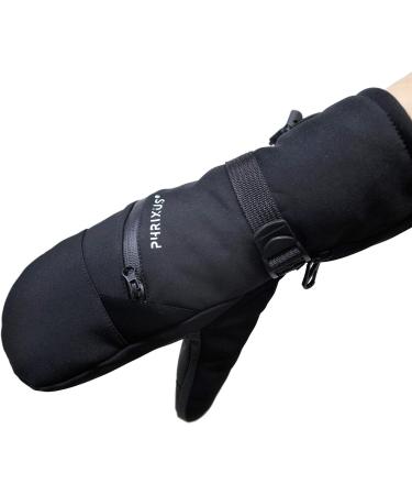 PHRIXUS Ski Mittens - Waterproof Winter Gloves with Touch Screen, Warm 3M Thinsulate, for Men & Women - Cold Weather Snowboard Snowmobile Mitts (Black, Medium) - Buy Online on GoSupps.com