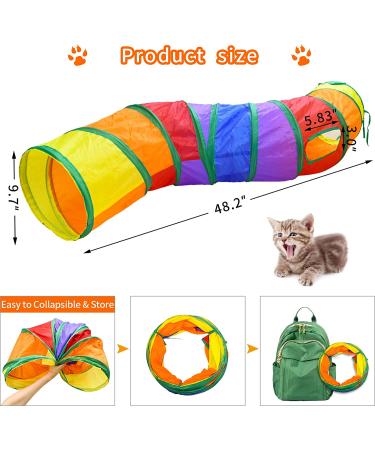 Malier Cat Toys Set - Interactive Collapsible Cat Tunnels, Feather Toy, Crinkle Balls - for Indoor Cats, Kittens, and Small Pets - A-Rainbow - Buy Online on GoSupps.com