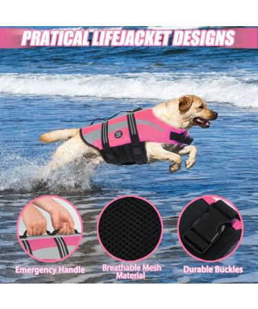 Emust Dog Life Vest - Lightweight Swimming Jacket for Small Medium & Large Dogs - Pink XL Rose for Safe Water Fun - Buy Online on GoSupps.com
