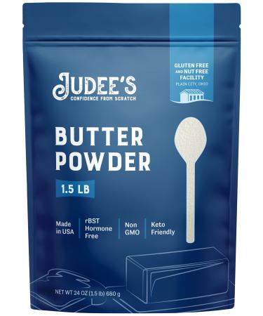 Judees Butter Powder 1.5lb (24oz) - 100% Non-GMO, Keto-Friendly, rBST Hormone-Free, Gluten-Free & Nut-Free - Baking Ready Ingredient - Make Butter Spread - Made in USA Butter 1.5 Pound (Pack of 1)