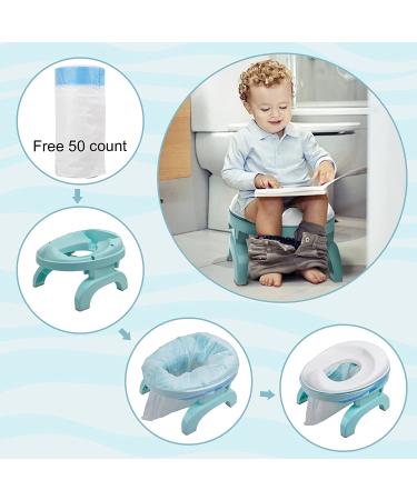 BATTOP Travel Potty Training Seat for Toddler Kids - Portable Foldable Toilet Trainer with Potty Liners - 2-in-1 Go Potty Chair for Boys and Girls - Mint Green Potties with Carry Bag - Buy Online on GoSupps.com