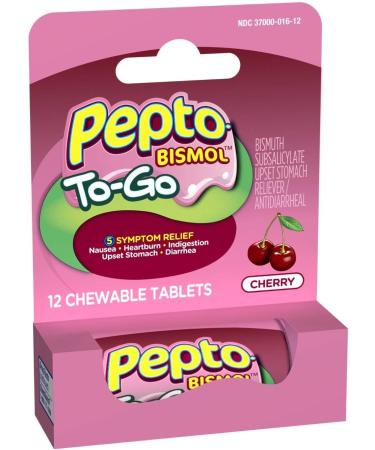Buy Pepto To Go Cherry Chew 12ct - Fast International Shipping | Digestive Relief - Buy Online on GoSupps.com