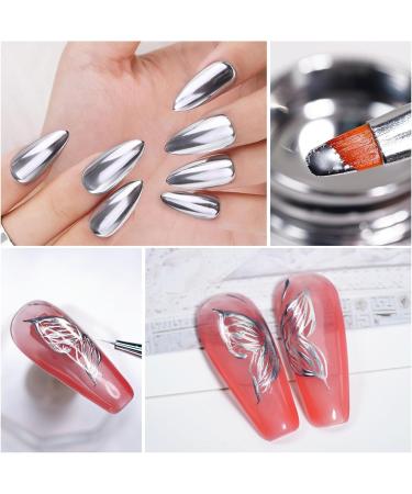 Metallic Painting Gel - 5ml Silver Metal Painted Gel Nail Polish - Reflective High Shine Nail Polish Soak Off UV/LED - Drawing Mirror Nail Gel Polish - Buy Online on GoSupps.com