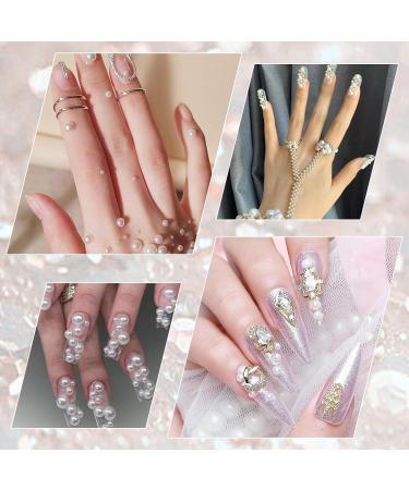 Yuxianlb Nail Art Charms - 2 Boxes of Flat Back Pearls Gold & Silver Nail Stones Perfect for Nail Designs - Buy Online on GoSupps.com